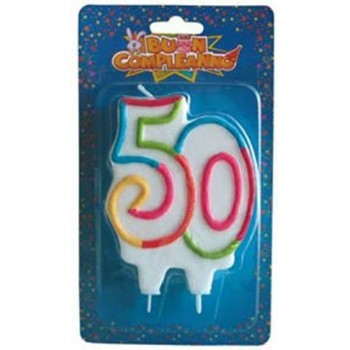 Candelina per torta numero 50 multicolor Cm. 12
