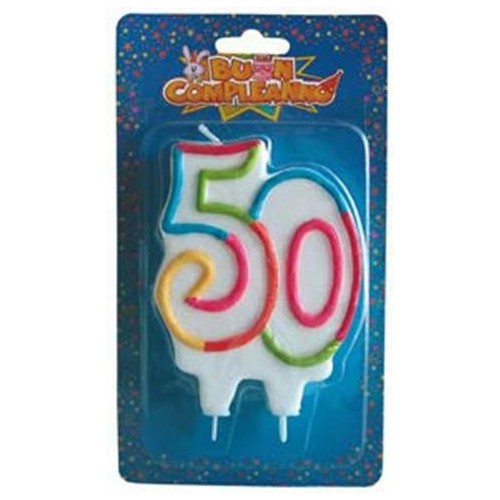 Candelina per torta numero 50 multicolor Cm. 12