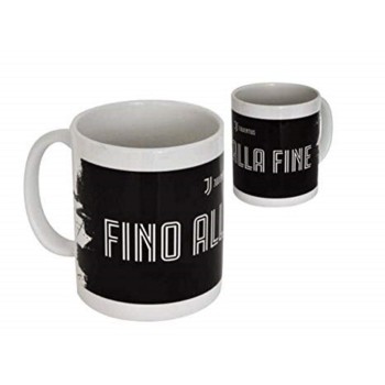 Tazza mug ceramica bianca e nera Fc Juventus "Fino alla fine"