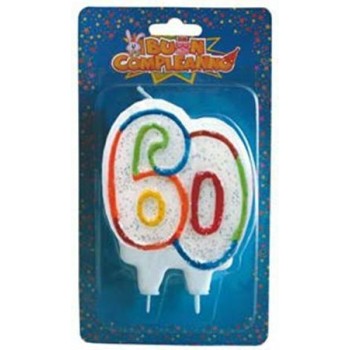 Candelina per torta numero 60 multicolor Cm. 12