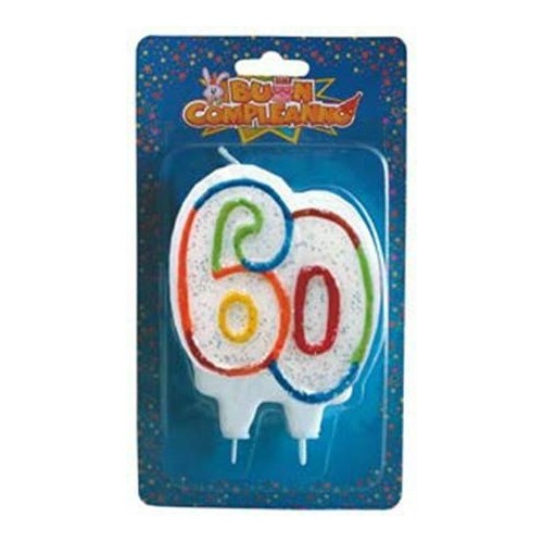 Candelina per torta numero 60 multicolor Cm. 12