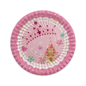 Piatti carta Cm. 18 Princess - Blister 8 pezzi