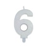 Candelina per torta glitterata classic bianca Cm. 9 - Numero 6