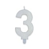 Candelina per torta glitterata classic bianca Cm. 9 - Numero 3