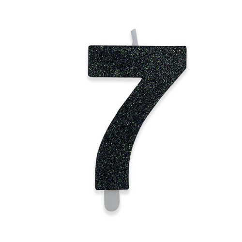 Candelina per torta glitterata classic nera Cm. 9 - Numero 7