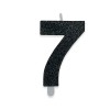 Candelina per torta glitterata classic nera Cm. 9 - Numero 7