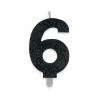 Candelina per torta glitterata classic nera Cm. 9 - Numero 6
