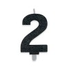 Candelina per torta glitterata classic nera Cm. 9 - Numero 2