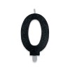Candelina per torta glitterata classic nera Cm. 9 - Numero 0