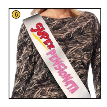 Fascia in tessuto stampa glitter "Super Pensionata"