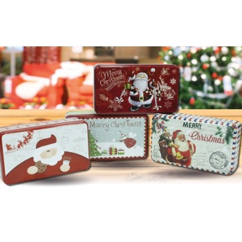 Scatola latta rettangolare "Christmas" Cm. 20x12x5