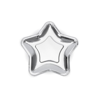 Piatti carta sagomati stella Cm. 18 Silver - Blister 6 pezzi