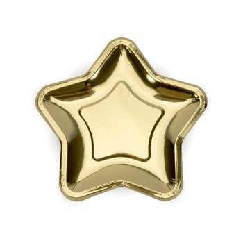 Piatti carta sagomati stella Cm. 23 Gold - Blister 6 pezzi