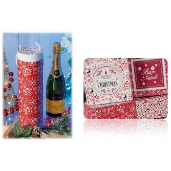 Portabottiglie cilindro rigido natalizio "Merry Christmas" Cm. 33x10