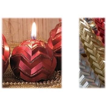 Set 2 candele sfera zig zag glitter Cm. 6