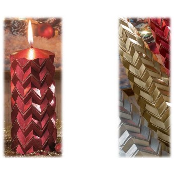 Candela cera cilindro zig zag glitter Cm. 16x7