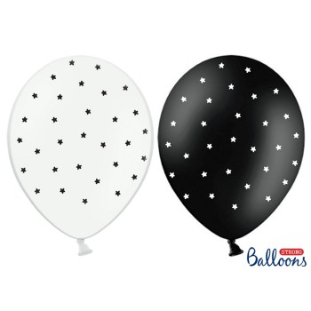 Palloncino lattice cm. 30 strong Stelle Black & White - Blister 50 pezzi