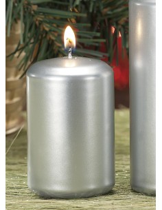 Candela cera cilindro argento Cm. 5x8