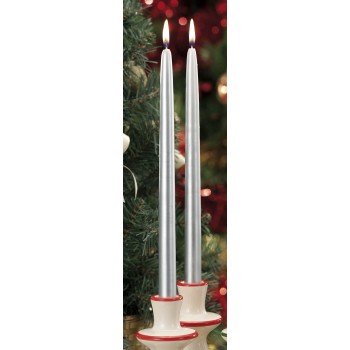 Set 2 candele cera lunghe lisce Cm. 28 Argento
