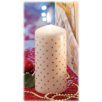 Candela cera cilindro decorata a pois Cm. 5,5x11,5