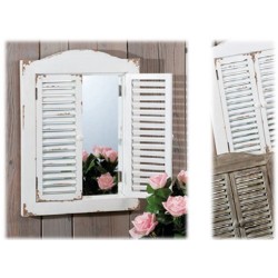 Specchio in legno "Finestra" Cm. 39x53 con ante apribili - 2 colori