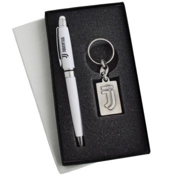 Set regalo con penna in metallo e portachiavi logo metal FC Juventus