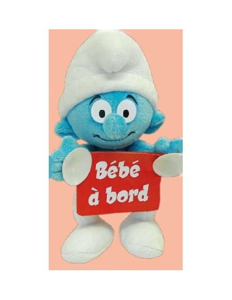Peluche con ventose Puffi "Bebè à bord" Cm. 18