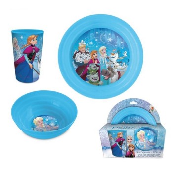Set colazione plastica 3 pezzi (piatto piano + piatto fondo + bicchiere) Frozen