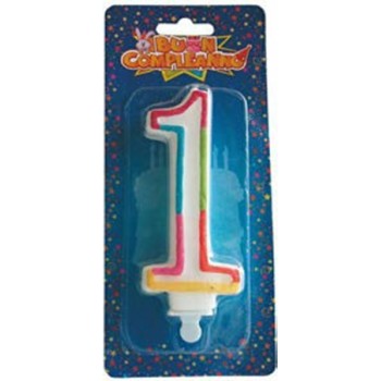 Candelina per torta numero 1 multicolor Cm. 12