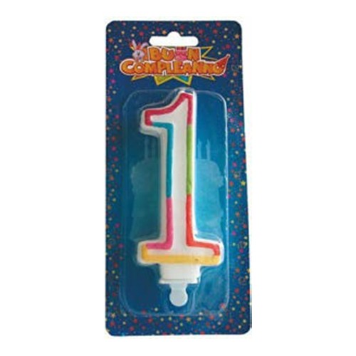 Candelina per torta numero 1 multicolor Cm. 12