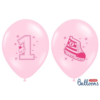 Palloncino lattice cm. 30 strong "N.1" rosa pastello - Blister 50 pezzi