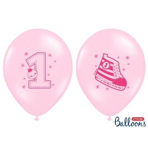 Palloncino lattice cm. 30 strong "N.1" rosa pastello - Blister 50 pezzi