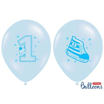 Palloncino lattice cm. 30 strong "N.1" celeste pastello - Blister 50 pezzi