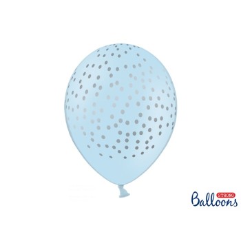 Palloncino lattice cm. 30 strong "Pois" pastello Baby Blue - Blister 50 pezzi