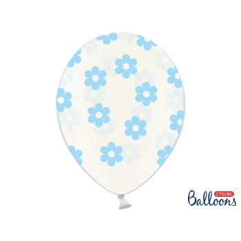 Palloncino lattice cm. 30 strong trasparente "Flower pink" - Blister 50 pezzi