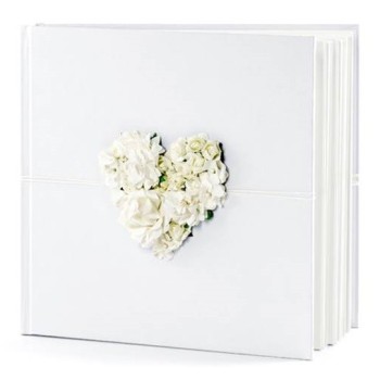 Guest Book deluxe 60 pagine Cm. 20,5x20,5 con applicazione floreale