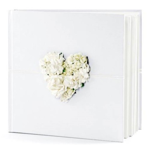 Guest Book deluxe 60 pagine Cm. 20,5x20,5 con applicazione floreale