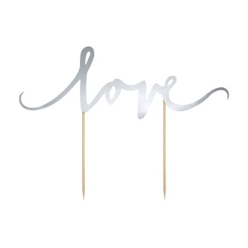 Cake topper scritta Love argento Cm. 17