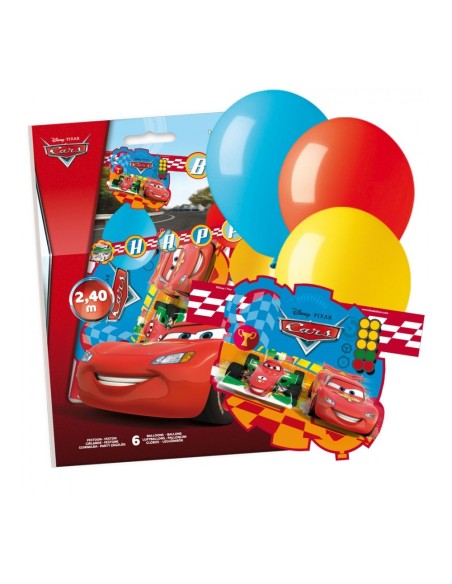 Festone scritta Happy Birthday Mt. 2,40 con 6 palloncini Cars