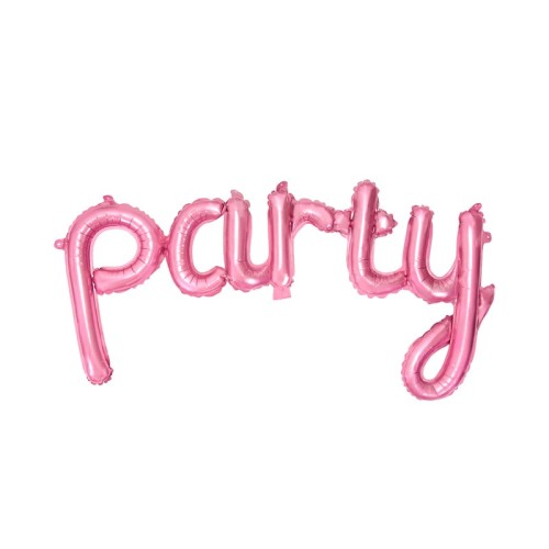 Palloncino mylar scritta "Party" rosa Cm. 80x40