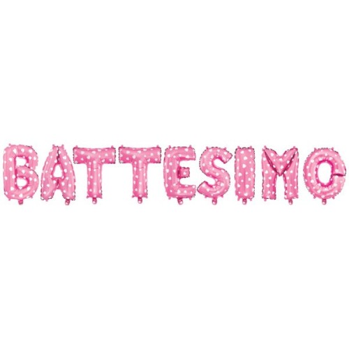Palloncino mylar scritta "Battesimo" rosa Cm. 45x400