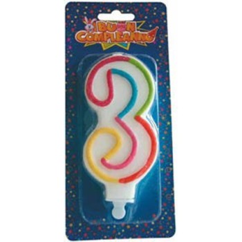 Candelina per torta numero 3 multicolor Cm. 12
