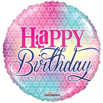 Palloncino mylar rotondo 18" Cm. 45 - Happy Birthday Olographic