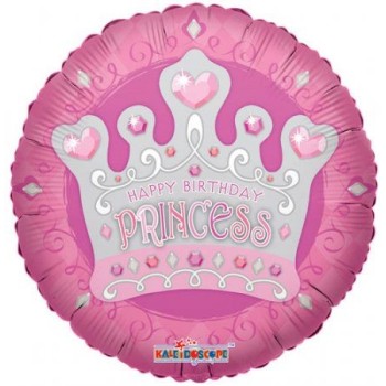 Palloncino mylar rotondo 18" Cm. 45 - Happy Birthday Princess