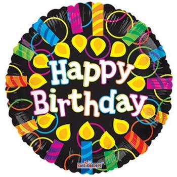 Palloncino mylar rotondo 18" Cm. 45 - Happy Birthday Candeline