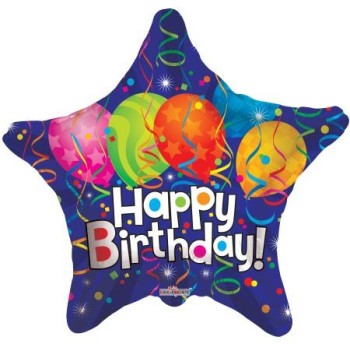 Palloncino mylar stella 18" Cm. 45 - Happy Birthday Balloon