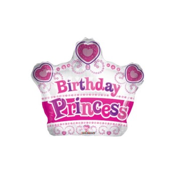 Palloncino mylar minishape Corona Birthday Princess - Blister 5 pezzi