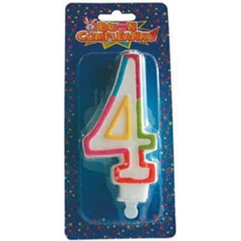 Candelina per torta numero 4 multicolor Cm. 12