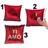Cuscino quadrato Cm. 40x40 con paillettes "Ti amo"