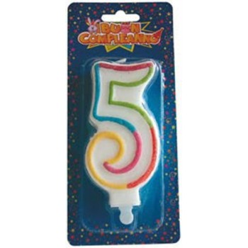 Candelina per torta numero 5 multicolor Cm. 12
